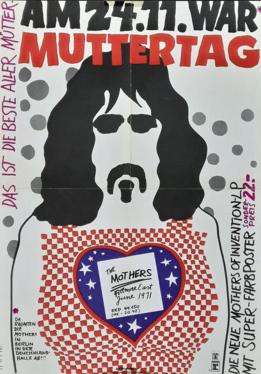 FRANK ZAPPA 1971 Mothers Promo Poster Fillmore East LP Germany 1st print