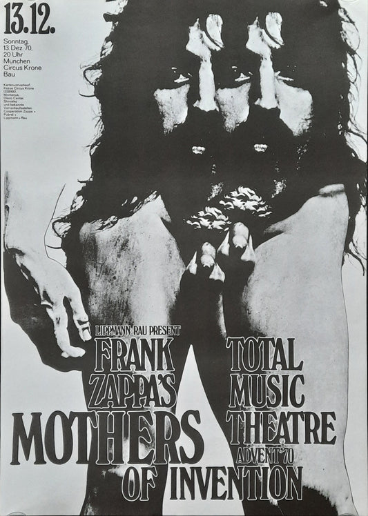 FRANK ZAPPA 1970 Concert Poster Dec 13th Munich Germany Very Rare "Double-Head" by KIESER